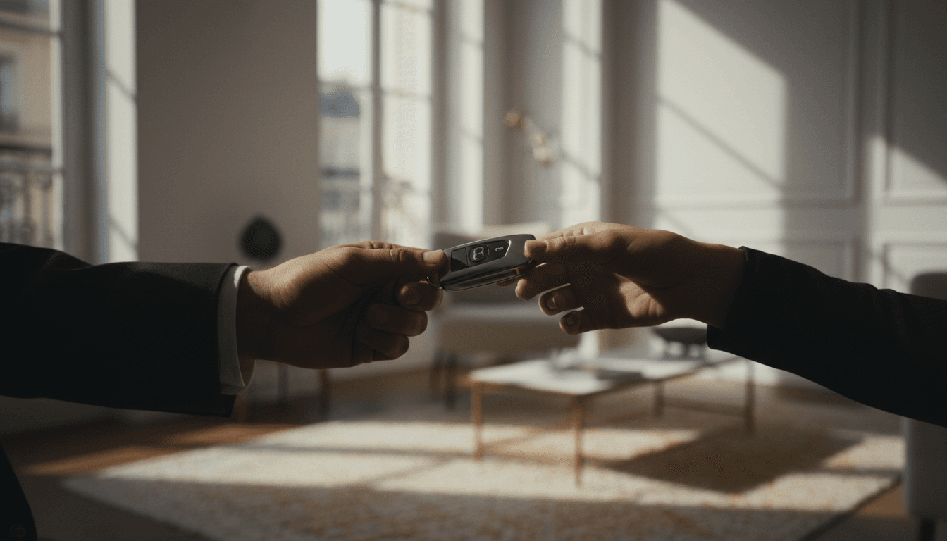 Transaction de vente de voiture à domicile à Paris, remise des clés